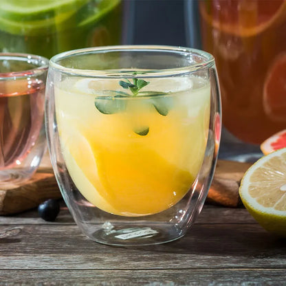 2-18PCS Tazas de vidrio de alto Borosilicato de pared doble – té resistente al calor, café, leche, y tazas de jugo, Creative Bar Drinkware juego de regalos