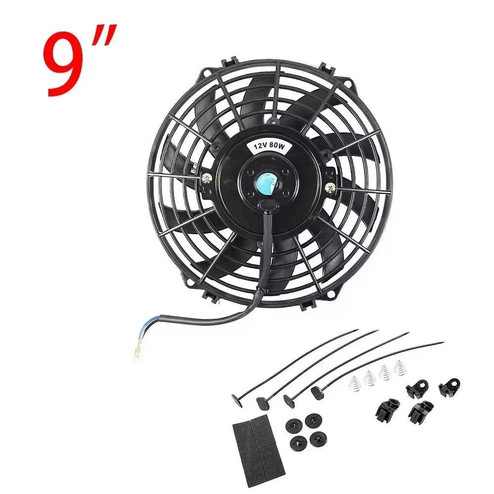 Universal 7/9/10/12/14/16 pulgadas 12V 80W ventilador de refrigeración del radiador de coches hoja – Kit de ventilador de aire acondicionado eléctrico 2100RPM