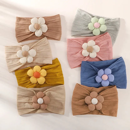 1Pc Baby Nylon Headscarf – Cinturón de flores hecho a mano para niñas recién nacidas, elástico infantil Turbant cabello