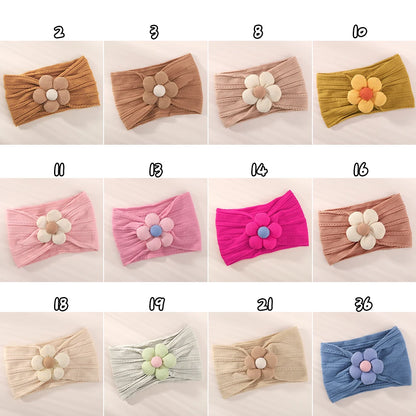 1Pc Baby Nylon Headscarf – Cinturón de flores hecho a mano para niñas recién nacidas, elástico infantil Turbant cabello