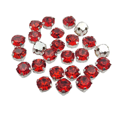 Cristales de imitación de vidrio redondo con garra – Cristales de base de plata para ropa, zapatos y artesanías