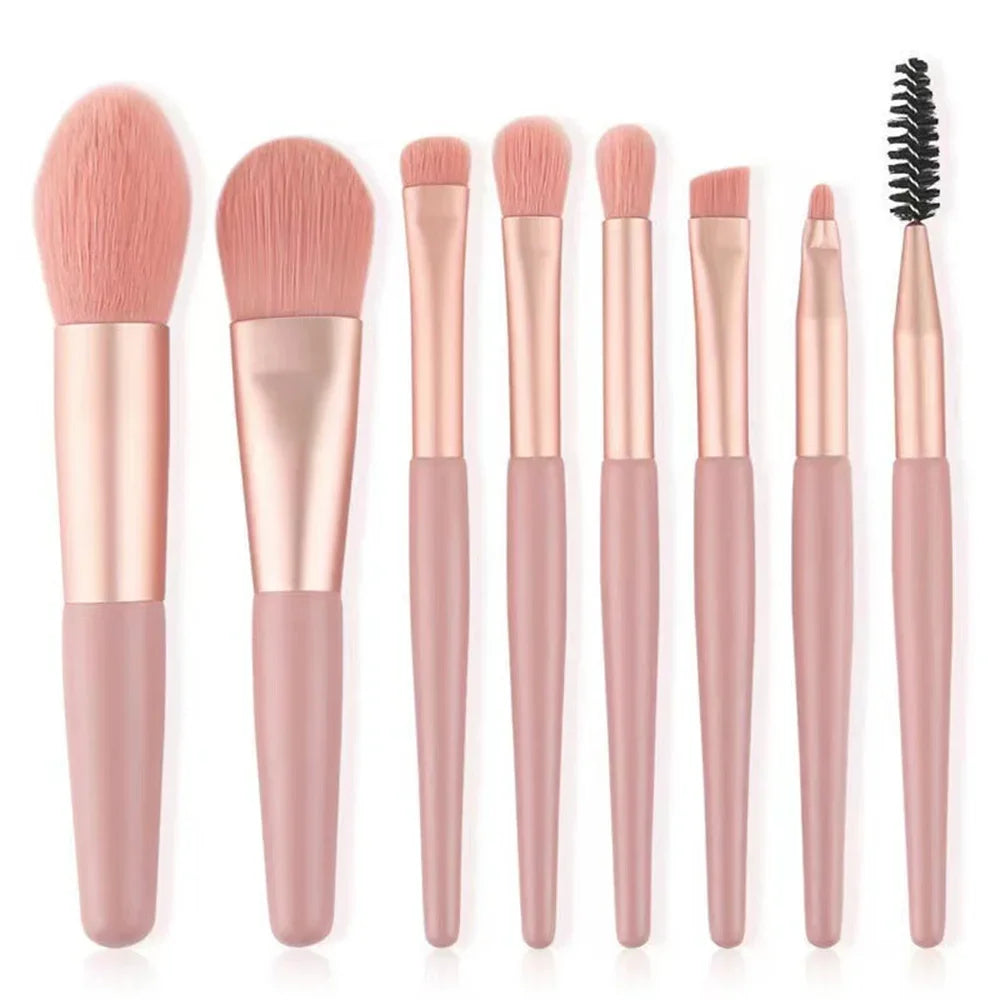 8Pcs Maquillaje Pincel Juego Maquillaje Cepillado Cepillo Blush Suelto Polvo Cepillo Ojo Sombra Destacado Fundación Cepillo Herramientas de Belleza