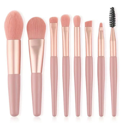 8Pcs Maquillaje Pincel Juego Maquillaje Cepillado Cepillo Blush Suelto Polvo Cepillo Ojo Sombra Destacado Fundación Cepillo Herramientas de Belleza