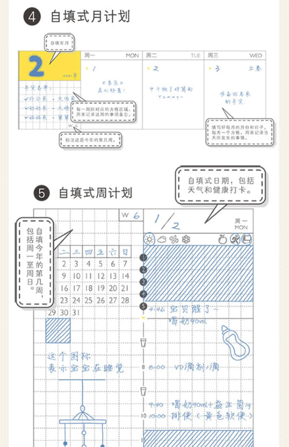 Kinbor Notebook Planificador Semanal – Agenda diaria y mensual sin fechar Journa
