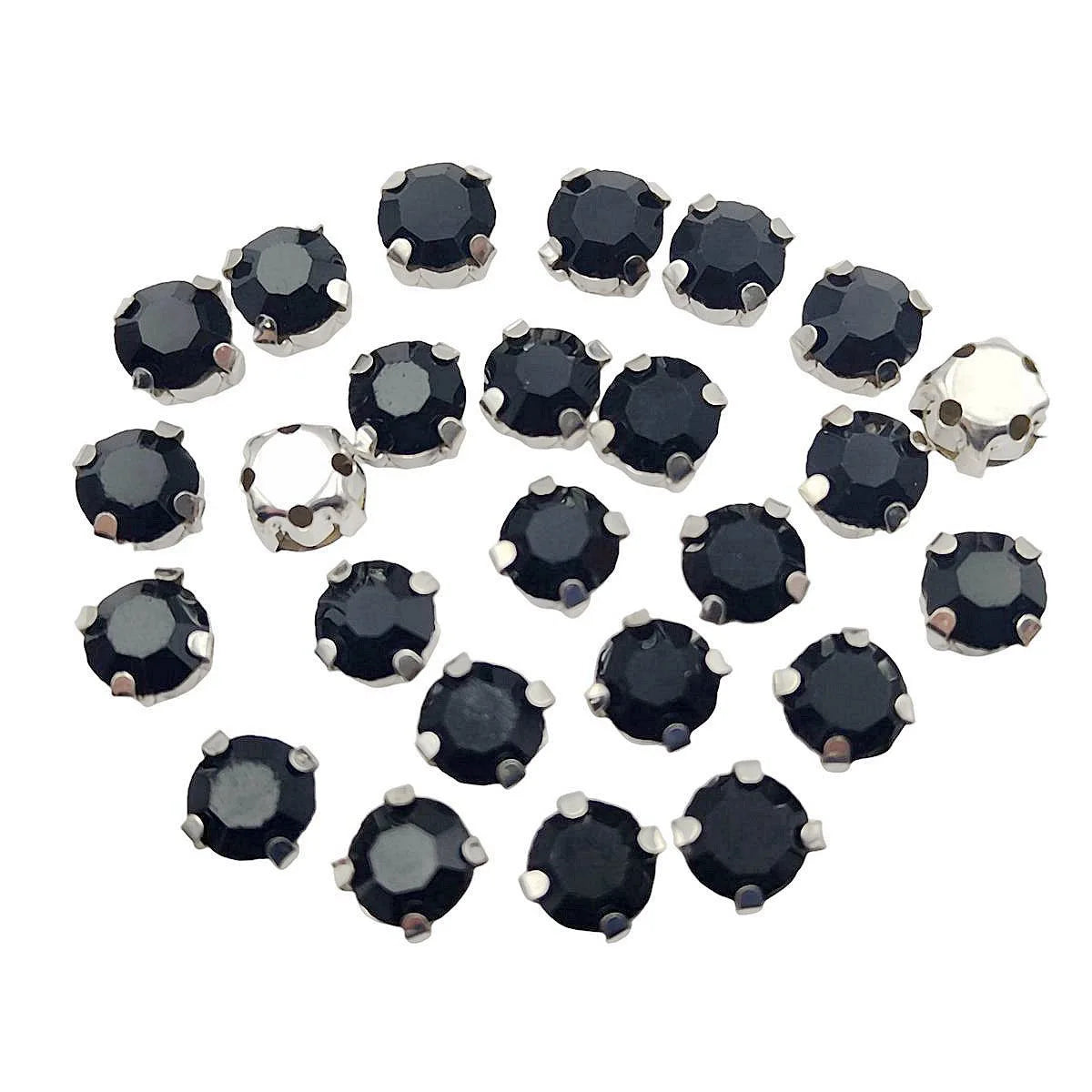 Cristales de imitación de vidrio redondo con garra – Cristales de base de plata para ropa, zapatos y artesanías