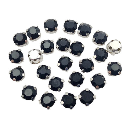 Cristales de imitación de vidrio redondo con garra – Cristales de base de plata para ropa, zapatos y artesanías