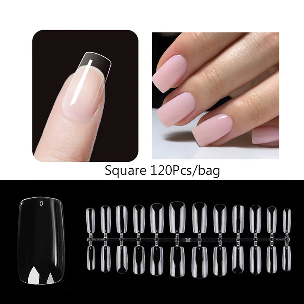120PCS Mate puntas de las uñas de la prensa – suave overo Full-Cover uñas falsas de almendra para bricolaje manicura