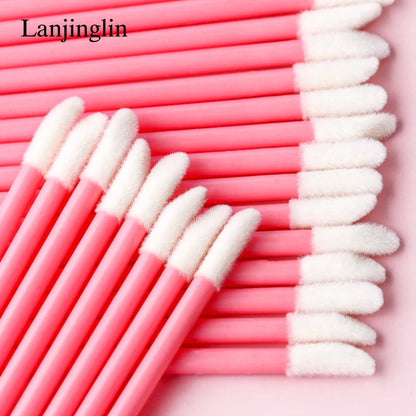 Lanjinglin 5/50 Pcs Cepillo de labios desechables Cepillos de maquillaje – Lápiz labial varitas y herramienta de extensión de pestañas, accesorios de belleza profesional