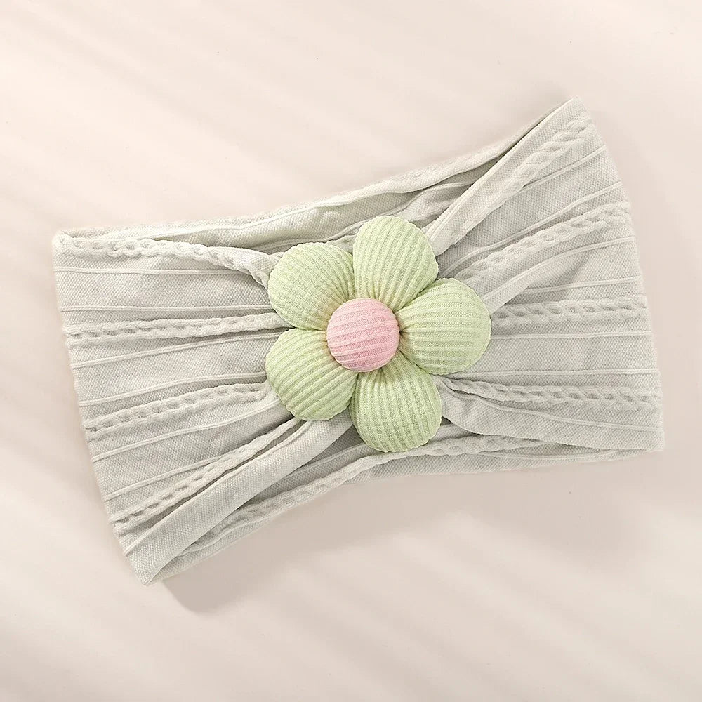 1Pc Baby Nylon Headscarf – Cinturón de flores hecho a mano para niñas recién nacidas, elástico infantil Turbant cabello