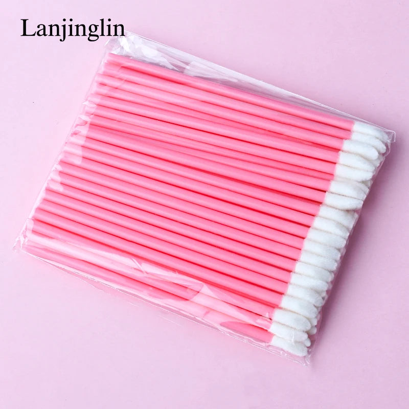 Lanjinglin 5/50 Pcs Cepillo de labios desechables Cepillos de maquillaje – Lápiz labial varitas y herramienta de extensión de pestañas, accesorios de belleza profesional