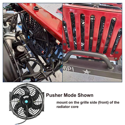 Universal 7/9/10/12/14/16 pulgadas 12V 80W ventilador de refrigeración del radiador de coches hoja – Kit de ventilador de aire acondicionado eléctrico 2100RPM