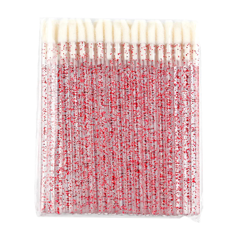 Lanjinglin 5/50 Pcs Cepillo de labios desechables Cepillos de maquillaje – Lápiz labial varitas y herramienta de extensión de pestañas, accesorios de belleza profesional