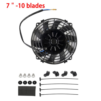 Universal 7/9/10/12/14/16 pulgadas 12V 80W ventilador de refrigeración del radiador de coches hoja – Kit de ventilador de aire acondicionado eléctrico 2100RPM