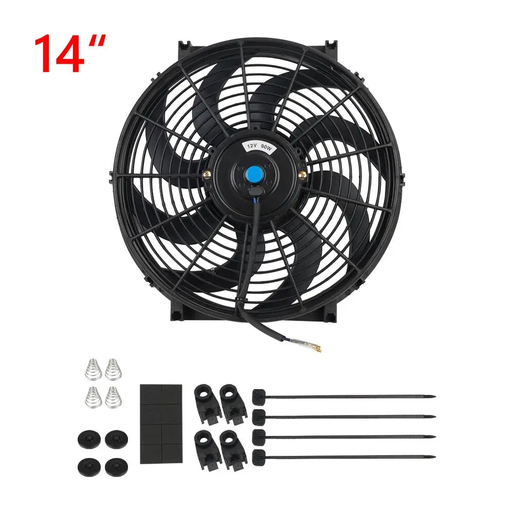 Universal 7/9/10/12/14/16 pulgadas 12V 80W ventilador de refrigeración del radiador de coches hoja – Kit de ventilador de aire acondicionado eléctrico 2100RPM