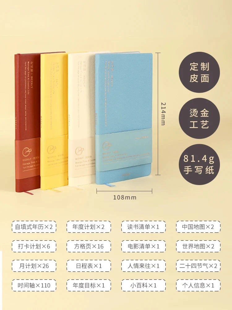 Kinbor Notebook Planificador Semanal – Agenda diaria y mensual sin fechar Journa