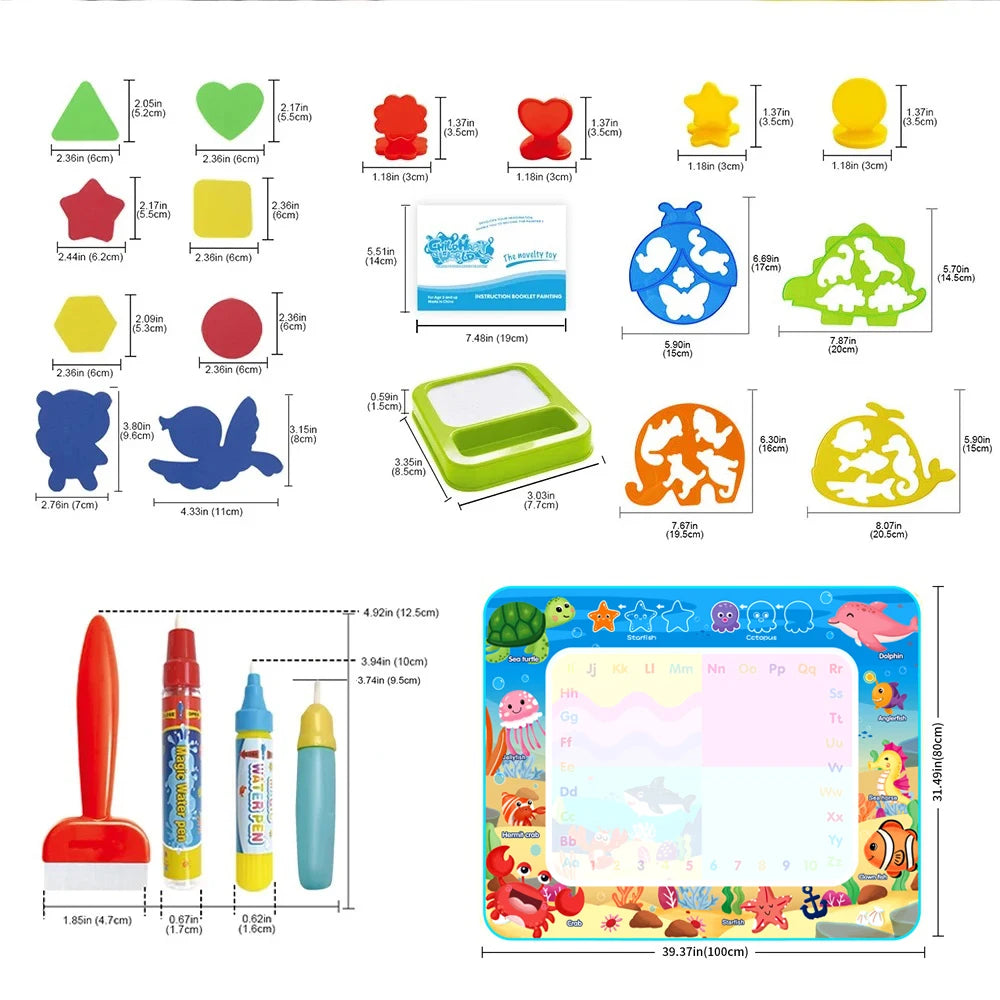 100x80CM Magic Water Drawing Mat – Reutilizable Doodle Board Montessori Juguete educativo para niños