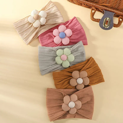 1Pc Baby Nylon Headscarf – Cinturón de flores hecho a mano para niñas recién nacidas, elástico infantil Turbant cabello