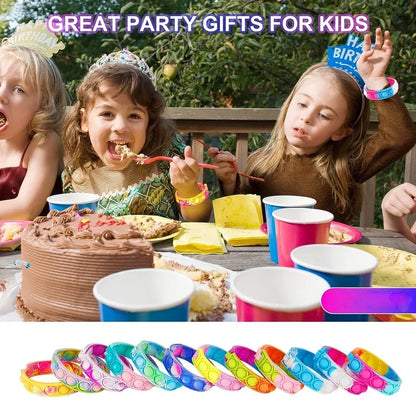 12/24/36PCS Silicona pulsera de burbuja colorida – Favoritos de la fiesta de los niños, regalos de cumpleaños, recuerdos de boda, Carnaval y pulseras de vacaciones
