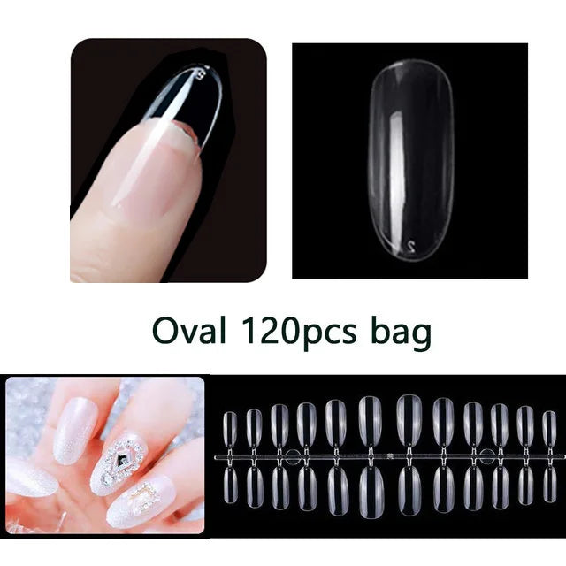 120PCS Mate puntas de las uñas de la prensa – suave overo Full-Cover uñas falsas de almendra para bricolaje manicura