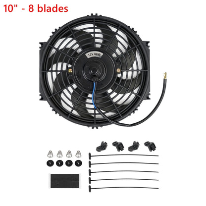 Universal 7/9/10/12/14/16 pulgadas 12V 80W ventilador de refrigeración del radiador de coches hoja – Kit de ventilador de aire acondicionado eléctrico 2100RPM
