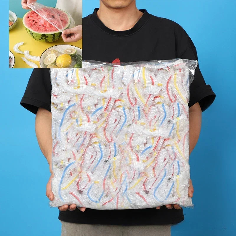 Cubiertas de alimentos desechables y reutilizables de colores – Envoltorio plástico elástico para tazones, frutas y almacenamiento de alimentos