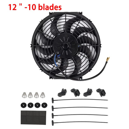 Universal 7/9/10/12/14/16 pulgadas 12V 80W ventilador de refrigeración del radiador de coches hoja – Kit de ventilador de aire acondicionado eléctrico 2100RPM