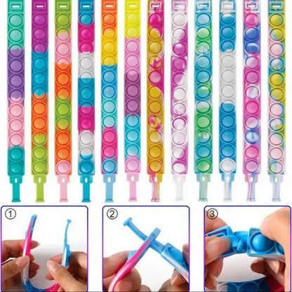 12/24/36PCS Silicona pulsera de burbuja colorida – Favoritos de la fiesta de los niños, regalos de cumpleaños, recuerdos de boda, Carnaval y pulseras de vacaciones