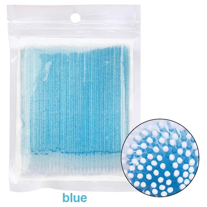 100PCS Cepillos de limpieza de pestañas – Micro algodón Swabs para extensiones de lash y eliminación de maquillaje