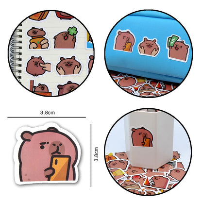 10/50/100pcs Pegatinas Capybaras – lindos dibujos animados para portátil, teléfono, coche, bicicleta & niños DIY