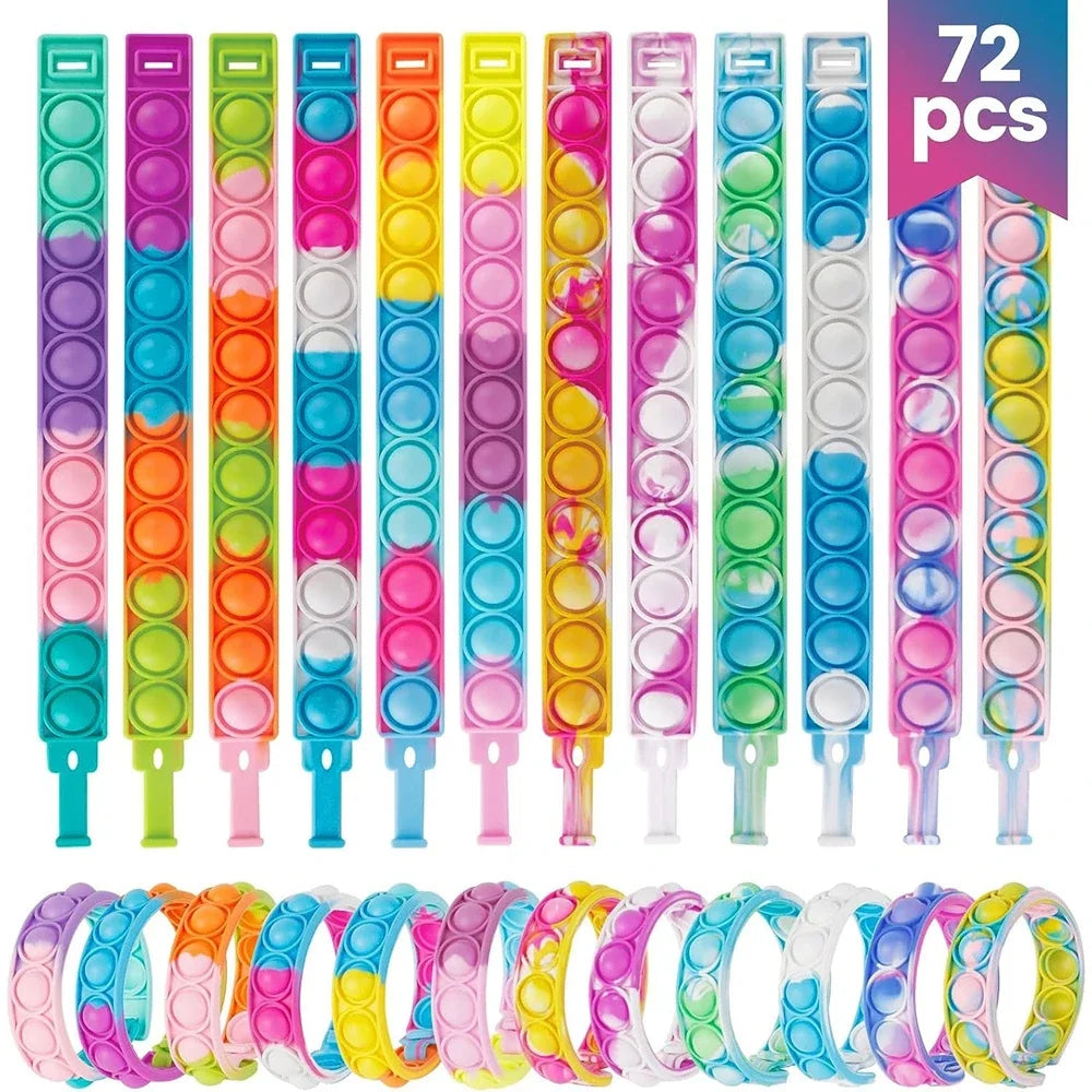 12/24/36PCS Silicona pulsera de burbuja colorida – Favoritos de la fiesta de los niños, regalos de cumpleaños, recuerdos de boda, Carnaval y pulseras de vacaciones