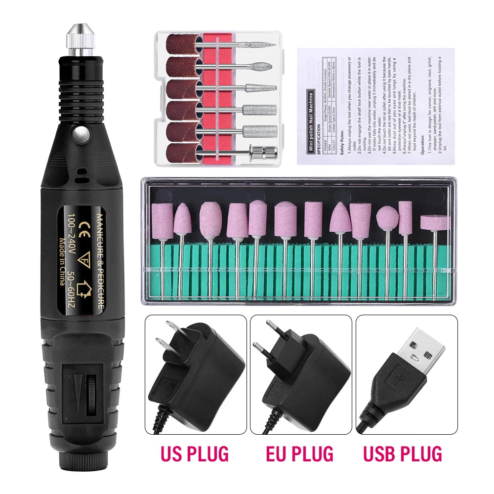 Portable Professional Electric Nail Drill Machine – Manicure & Pedicure Drill Set for Home and Salon Use