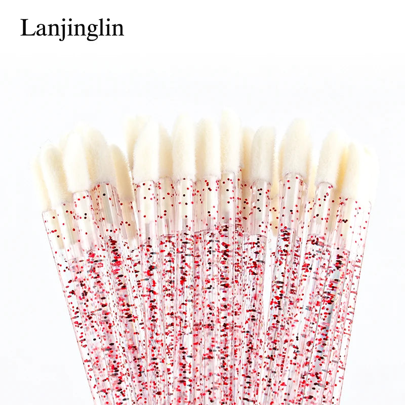 Lanjinglin 5/50 Pcs Cepillo de labios desechables Cepillos de maquillaje – Lápiz labial varitas y herramienta de extensión de pestañas, accesorios de belleza profesional