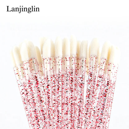 Lanjinglin 5/50 Pcs Cepillo de labios desechables Cepillos de maquillaje – Lápiz labial varitas y herramienta de extensión de pestañas, accesorios de belleza profesional