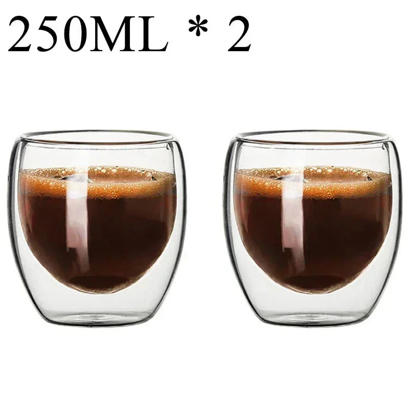 2-18PCS Tazas de vidrio de alto Borosilicato de pared doble – té resistente al calor, café, leche, y tazas de jugo, Creative Bar Drinkware juego de regalos