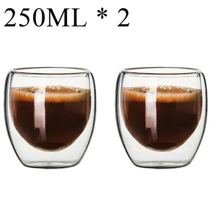 2-18PCS Tazas de vidrio de alto Borosilicato de pared doble – té resistente al calor, café, leche, y tazas de jugo, Creative Bar Drinkware juego de regalos