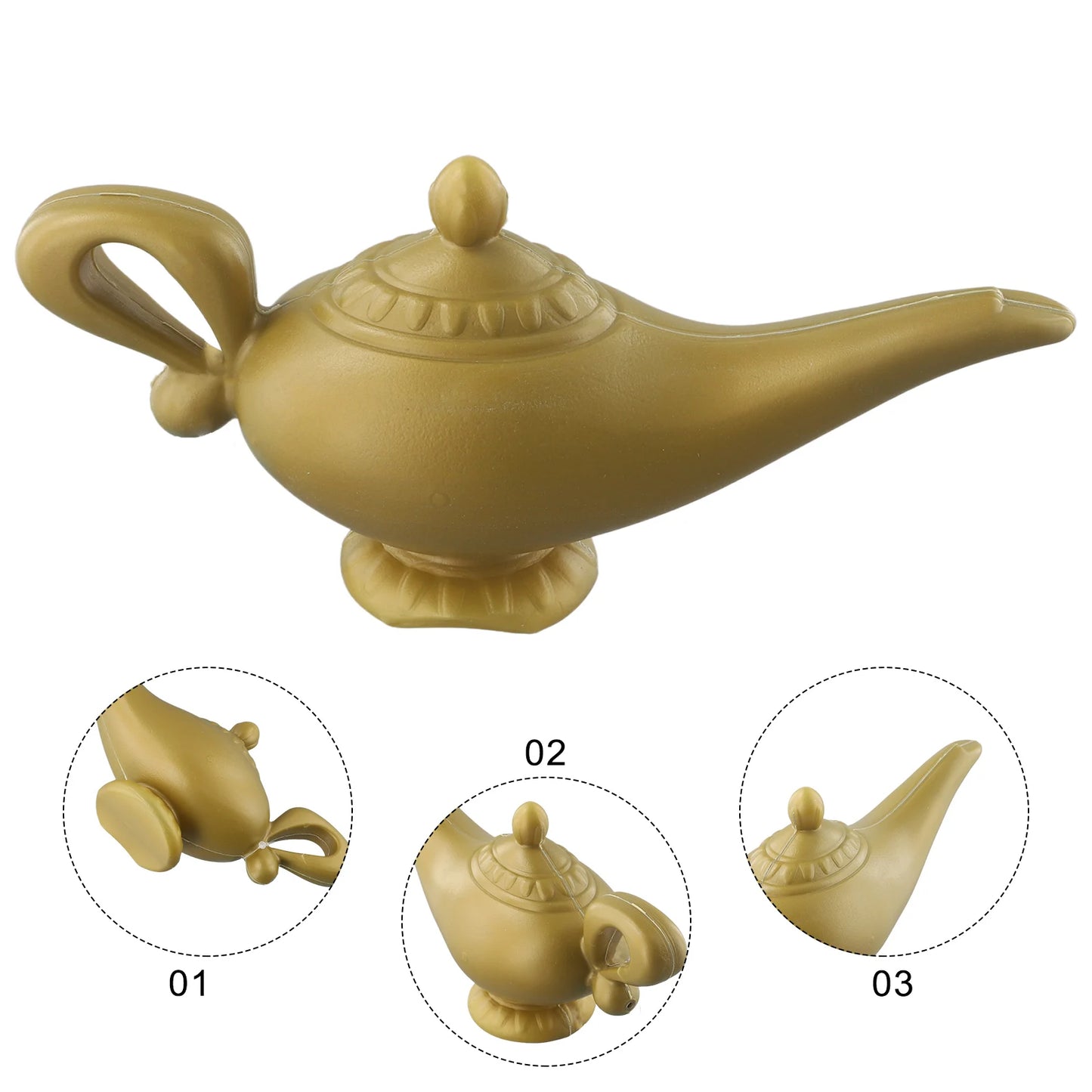 Aladdin Genie Prop lámpara de vestuario – Vintage Tetera Decorativa, Retro Magic Lamp Ornament para Halloween, Navidad & Decoración de la fiesta