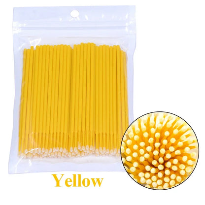 100PCS Cepillos de limpieza de pestañas – Micro algodón Swabs para extensiones de lash y eliminación de maquillaje