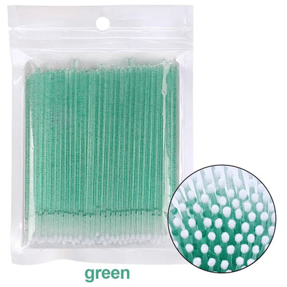 100PCS Cepillos de limpieza de pestañas – Micro algodón Swabs para extensiones de lash y eliminación de maquillaje