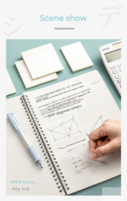 50 hojas notas adhesivas transparentes – Mensaje impermeable y pegatinas de firma para cuadernos de notas