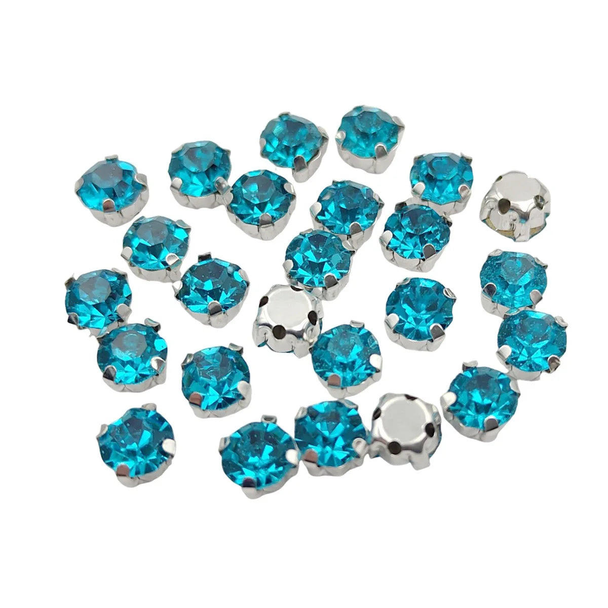 Cristales de imitación de vidrio redondo con garra – Cristales de base de plata para ropa, zapatos y artesanías