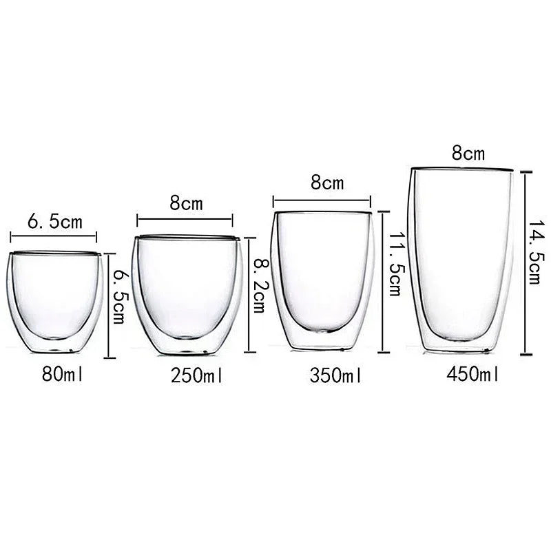 2-18PCS Tazas de vidrio de alto Borosilicato de pared doble – té resistente al calor, café, leche, y tazas de jugo, Creative Bar Drinkware juego de regalos