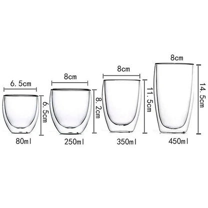 2-18PCS Tazas de vidrio de alto Borosilicato de pared doble – té resistente al calor, café, leche, y tazas de jugo, Creative Bar Drinkware juego de regalos