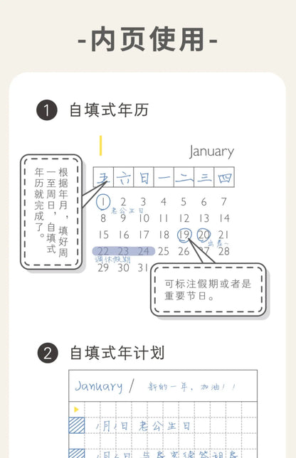 Kinbor Notebook Planificador Semanal – Agenda diaria y mensual sin fechar Journa