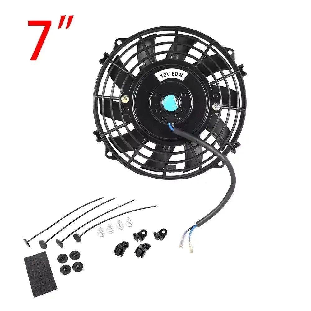 Universal 7/9/10/12/14/16 pulgadas 12V 80W ventilador de refrigeración del radiador de coches hoja – Kit de ventilador de aire acondicionado eléctrico 2100RPM
