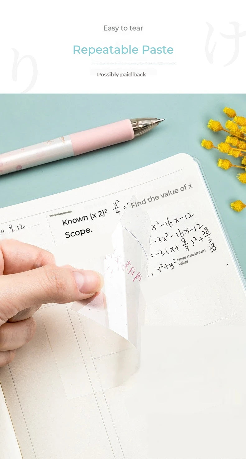 50 hojas notas adhesivas transparentes – Mensaje impermeable y pegatinas de firma para cuadernos de notas