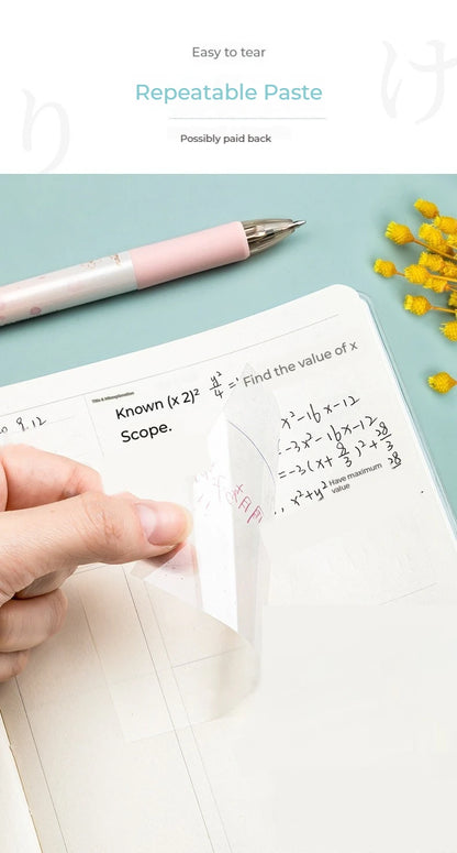 50 hojas notas adhesivas transparentes – Mensaje impermeable y pegatinas de firma para cuadernos de notas