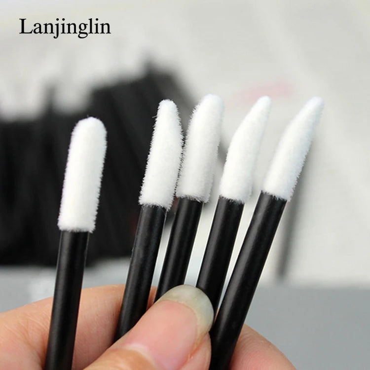Lanjinglin 5/50 Pcs Cepillo de labios desechables Cepillos de maquillaje – Lápiz labial varitas y herramienta de extensión de pestañas, accesorios de belleza profesional