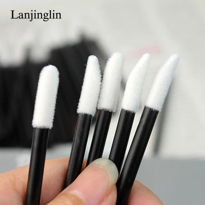 Lanjinglin 5/50 Pcs Cepillo de labios desechables Cepillos de maquillaje – Lápiz labial varitas y herramienta de extensión de pestañas, accesorios de belleza profesional