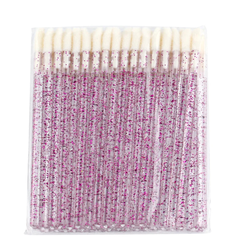 Lanjinglin 5/50 Pcs Cepillo de labios desechables Cepillos de maquillaje – Lápiz labial varitas y herramienta de extensión de pestañas, accesorios de belleza profesional