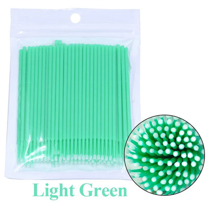100PCS Cepillos de limpieza de pestañas – Micro algodón Swabs para extensiones de lash y eliminación de maquillaje